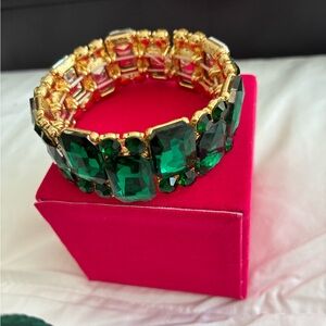 Givenchy Gold Bracelet with Deep Emerald Green Stones